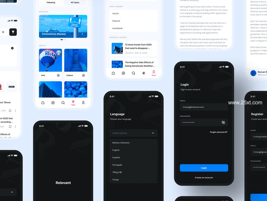 25xt-171689-Relevant - Article & Blog App UI Kit4.jpg