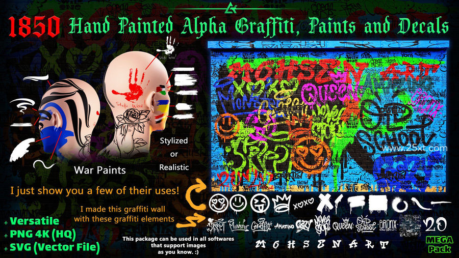 25xt-162288-1850 Hand Painted Alpha Graffiti, Paints & Decals (MEGA Pack) - Vol 122.jpg