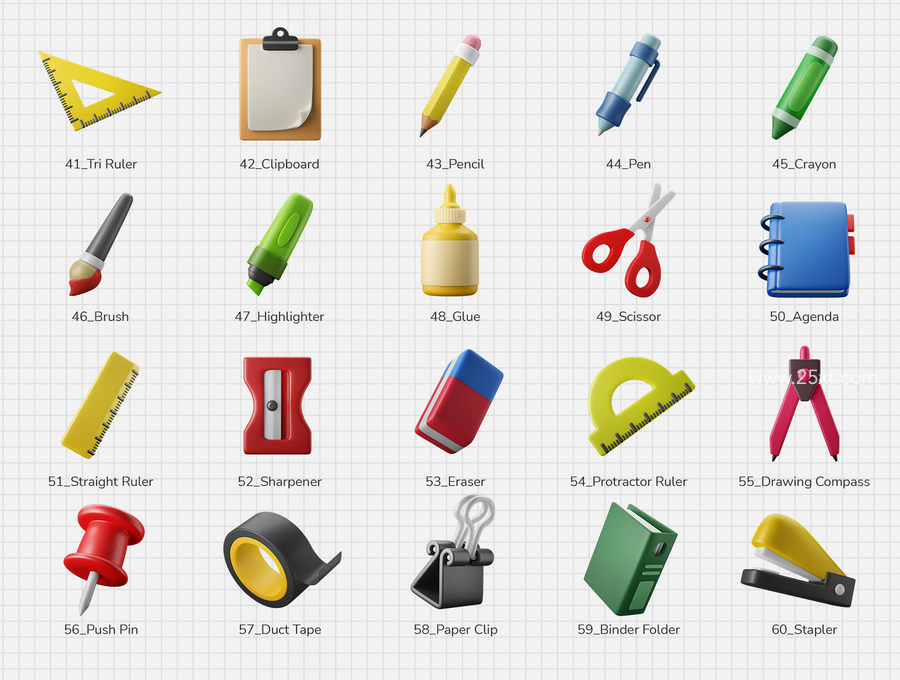 25xt-162464-3D Icon Set - Education Stationery Theme2.jpg