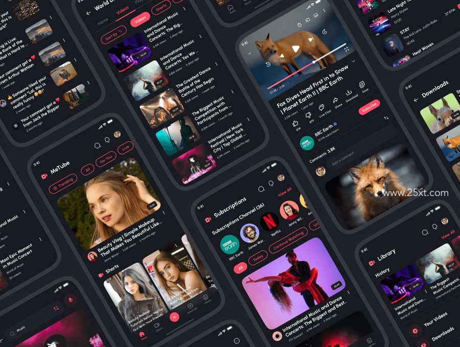 25xt-163045-MeTube - Online Video Sharing App UI Kit5.jpg