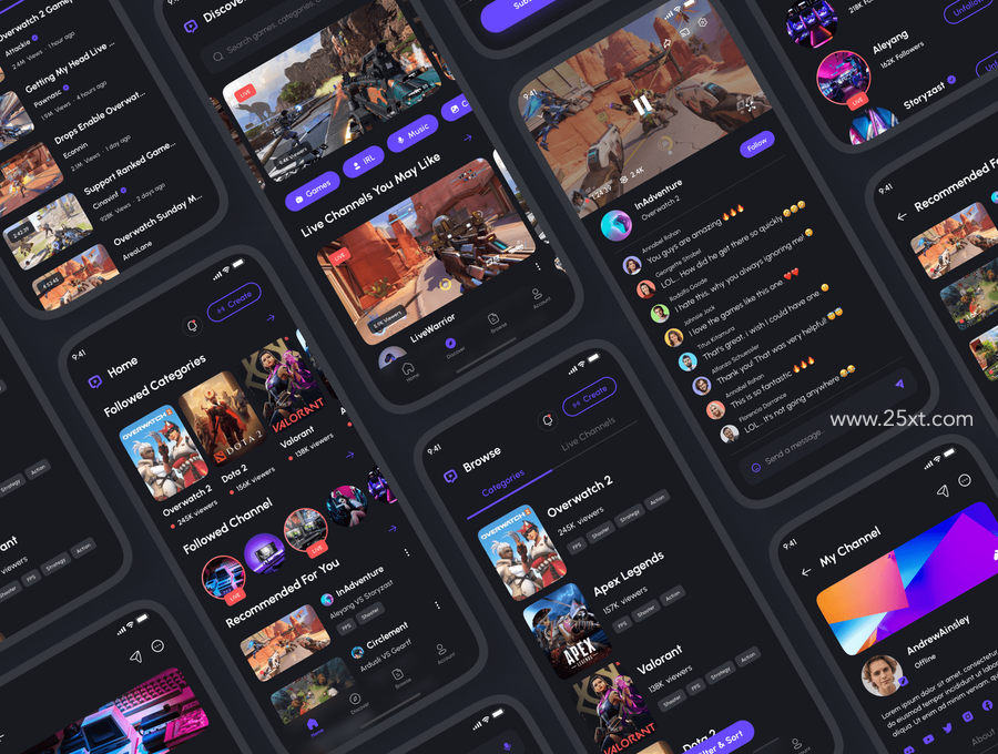 25xt-172586-Streamo - Game Live Streaming App UI Kit5.jpg