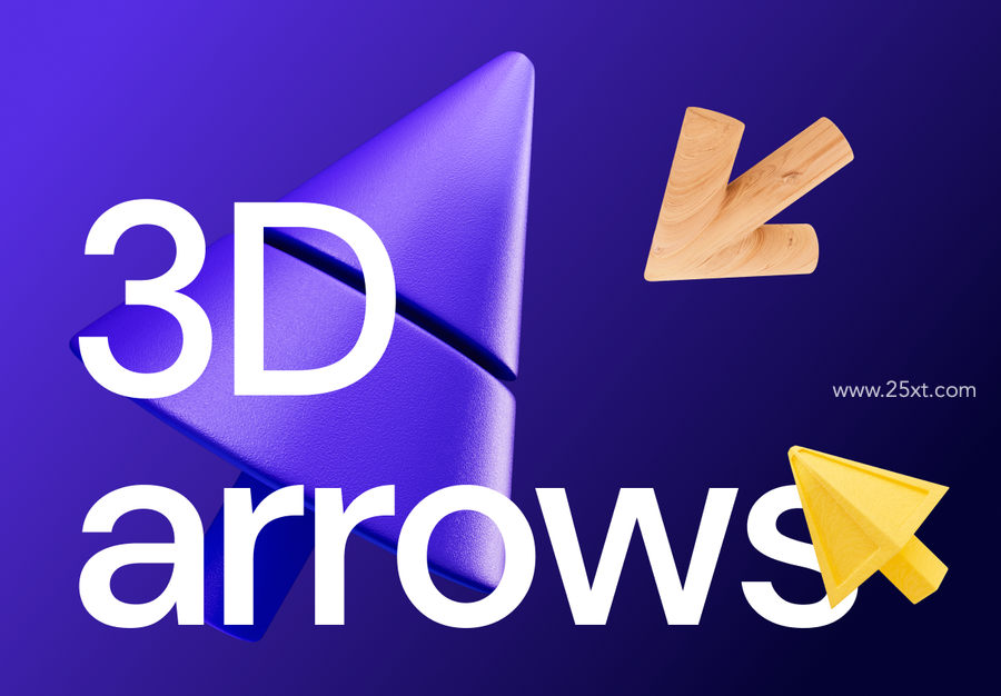 3D arrows, 4 shapes, 7 materials, PNG, Figma, C4D, OBJ.jpg