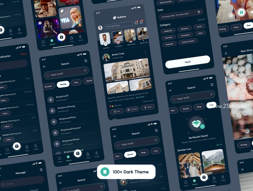 25xt-164738-Hubline - Social Network Mobile App UI Kit4.jpg