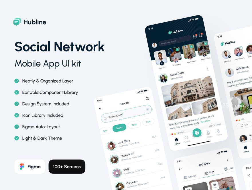 25xt-164738-Hubline - Social Network Mobile App UI Kit1.jpg