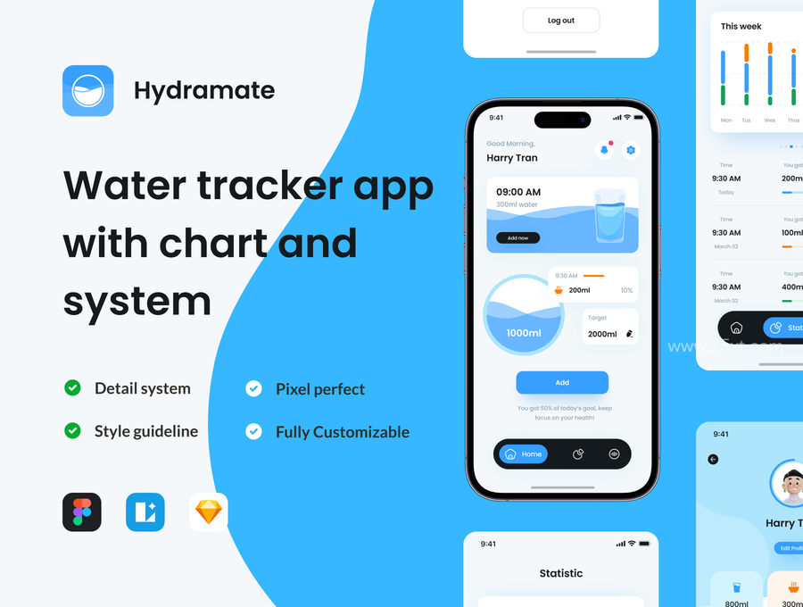 25xt-165982-Hydramate - Water tracker app with chart and system.jpg