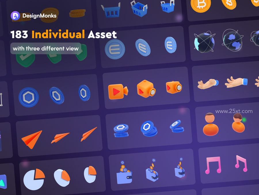 25xt-166091-Crypto Currency 3D compositions and icon set4.jpg