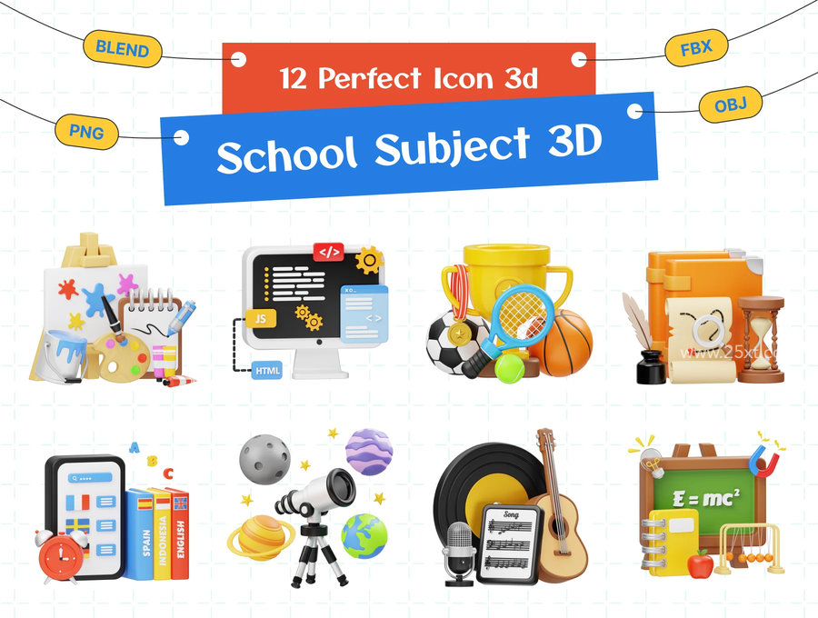 25xt-175286-School Subject 3D Icon Set 1.jpg