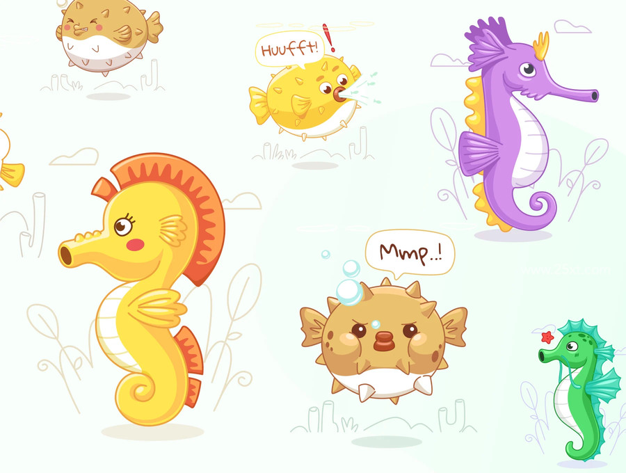 25xt-176732-Oceany - Seahorse and Puffer Fish Illustration8.jpg