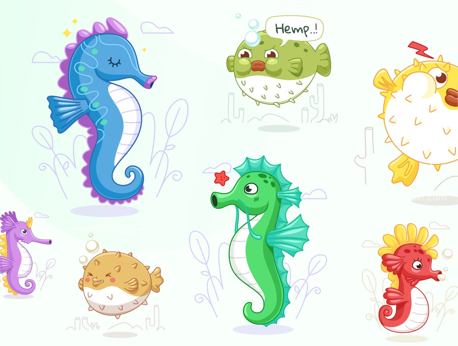 25xt-176732-Oceany - Seahorse and Puffer Fish Illustration7.jpg