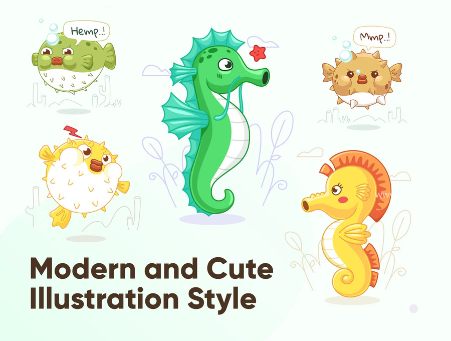 25xt-176732-Oceany - Seahorse and Puffer Fish Illustration2.jpg