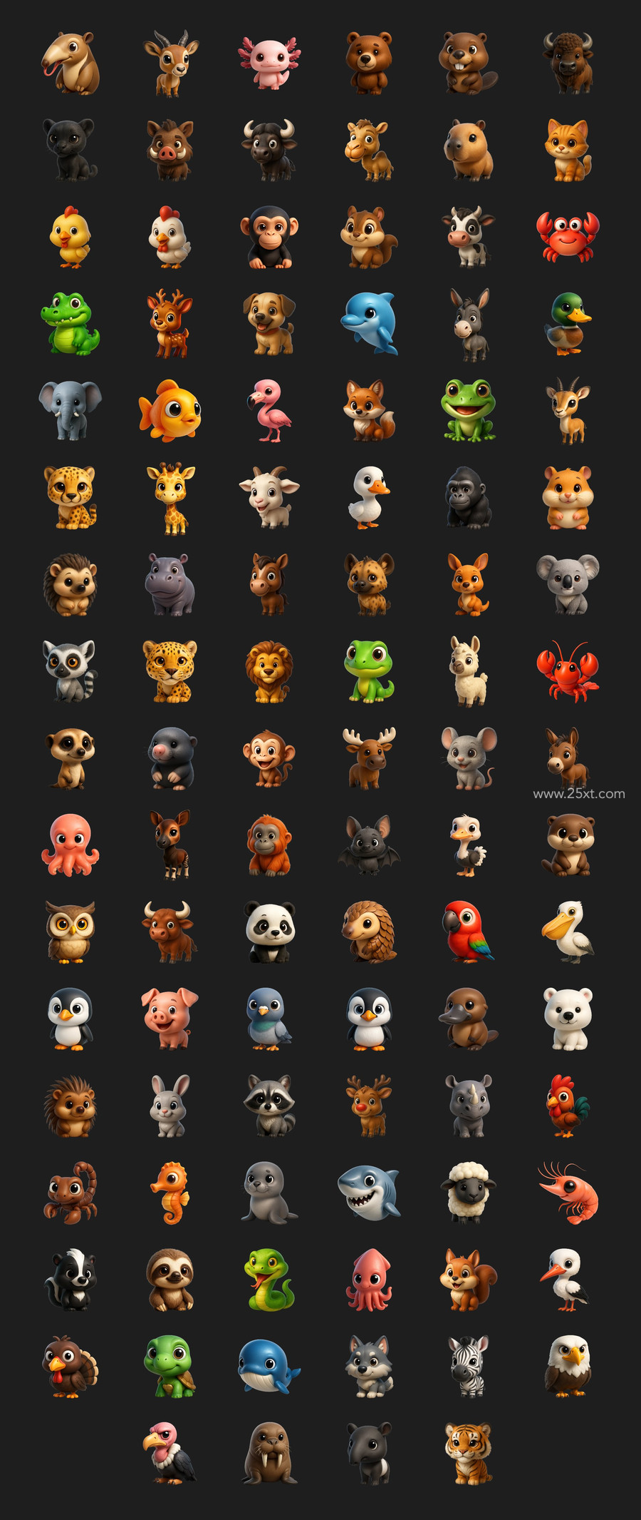 25xt-177034 Animals 100pcs 3D Icons5.jpg