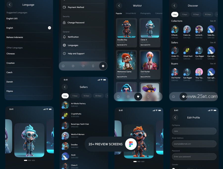 25xt-177051 xNFT - Nft Market Mobile App UI Kit3.jpg